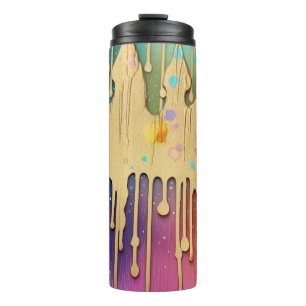 GOLD DRIP PATTERN WITH BRIGHT COLORS THERMAL TUMBLER