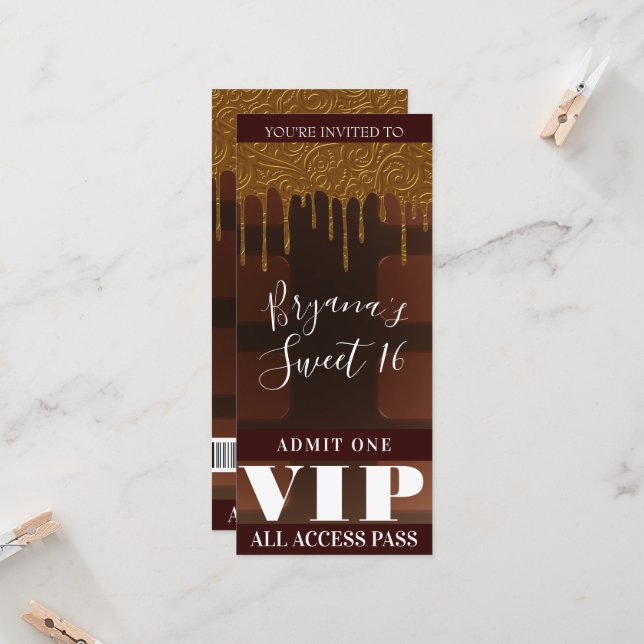 Gold Drip Wrapper Chocolate Candy Bar Party VIP (Front/Back In Situ)