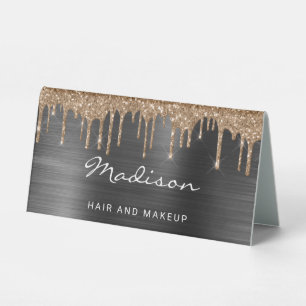 Gold Dripping Glitter Black Metallic Business