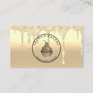 gold drips cake cream  chocolate sweets bakery business card