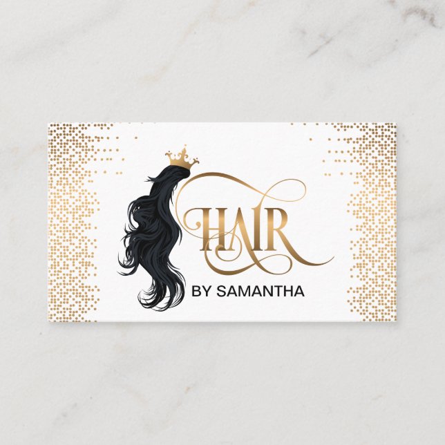 Gold Drips Hair stylist modern typography Business Card (Front)