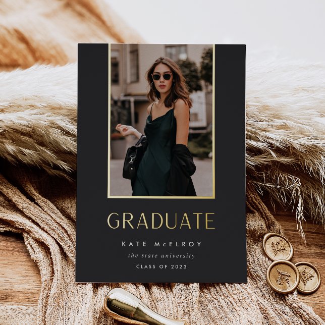 Gold Drop | Foil Photo Graduation Announcement (Creator Uploaded)
