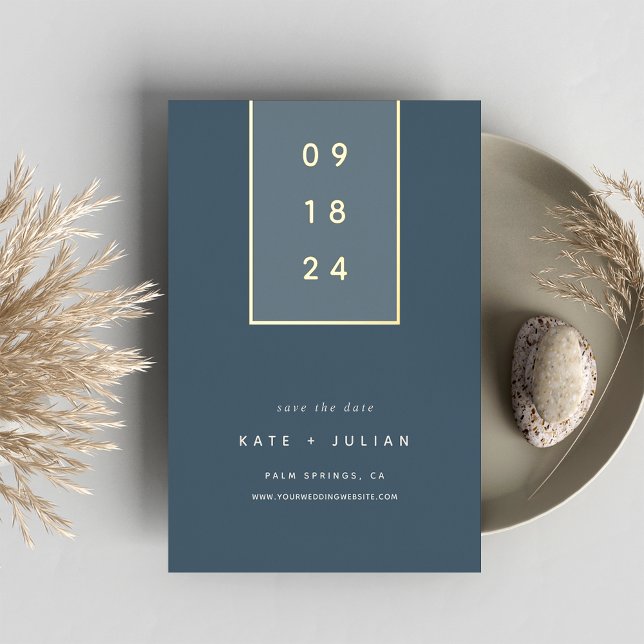 Gold Drop | Modern Minimal Foil Save the Date Card (Creator Uploaded)