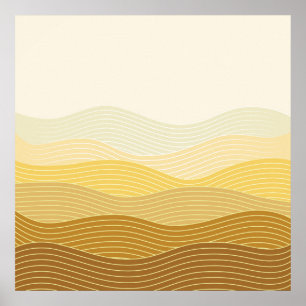 Gold Dunes Minimalist Abstract Boho Design Poster