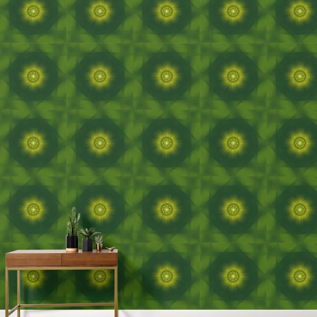 Gold Dust Bloom – Botanical Fractal Wallpaper (Hallway)