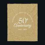 Gold Dust Confetti 50th Golden Wedding Anniversary Fleece Blanket<br><div class="desc">Personalise with your special fifty years golden anniversary details in chic gold typography and delicate gold dust confetti. Designed by Thisisnotme©</div>