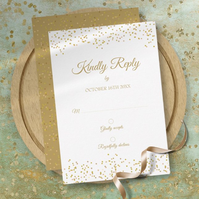 Gold Dust Confetti Elegant Chic Anniversary RSVP Card (Gold Dust Confetti Elegant Chic Anniversary RSVP)