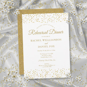 Gold Dust Confetti Wedding Rehearsal Dinner Invitation