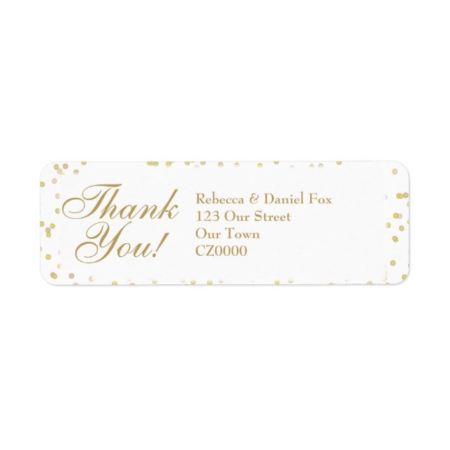 Gold Dust Confetti Wedding Thank You Return Address Label (Front)