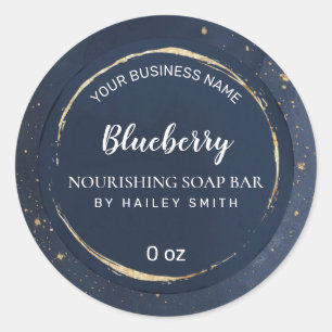 Gold Dust Navy Blue Soap Bar Classic Round Sticker