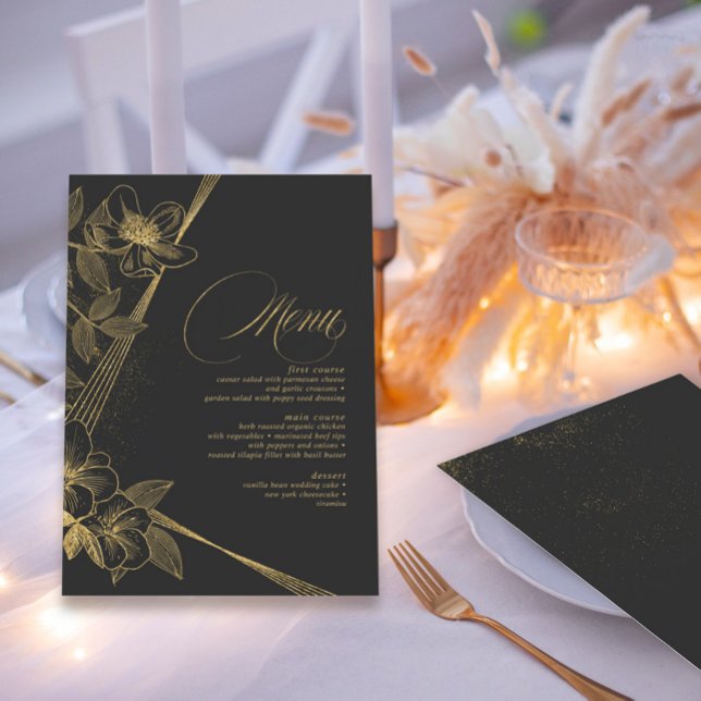 Gold Dust & Outlines Wedding Menu Blk/Gld ID835 (Creator Uploaded)