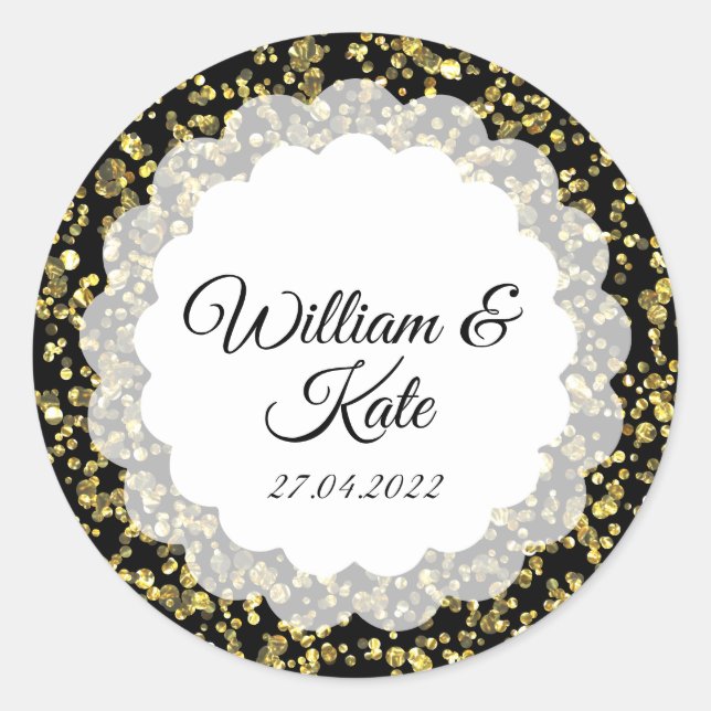 Gold Dust Scollop Classic Round Sticker (Front)