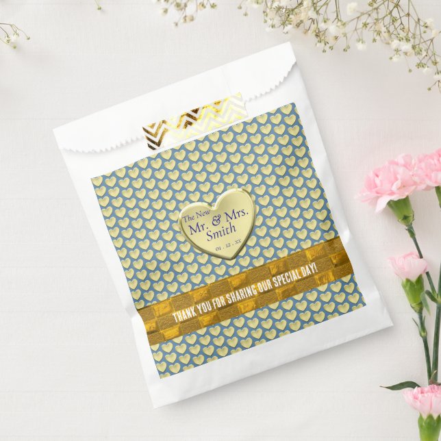 Gold Dusty Blue Wedding  Favour Bag (Sealed)