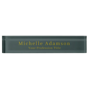 Gold & Dusty Green Colour Professional Plain Moder Nameplate