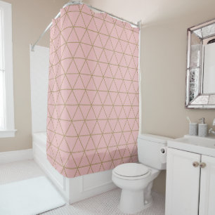 Gold Dusty Mauve Geometric Triangles Boho Glam  Shower Curtain