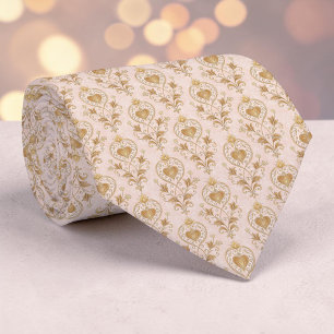 Gold & Dusty Pink Elegant Heart Custom Necktie