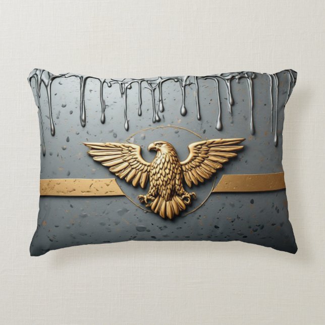 Gold Eagle Emblem With Spread Wings Decorative Cushion (Front)