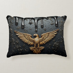 Gold Eagle Emblem With Spread Wings Decorative Cushion