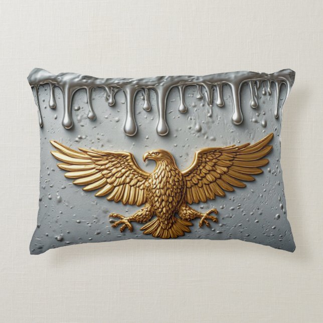 Gold Eagle Emblem With Spread Wings Decorative Cushion (Front)