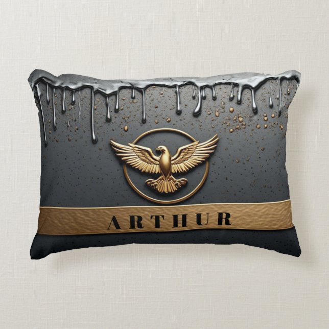 Gold Eagle Emblem With Spread Wings Decorative Cushion (Front)