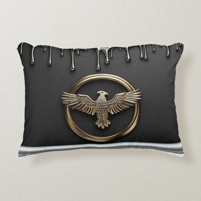 Gold Eagle Emblem With Spread Wings Decorative Cushion (Front)