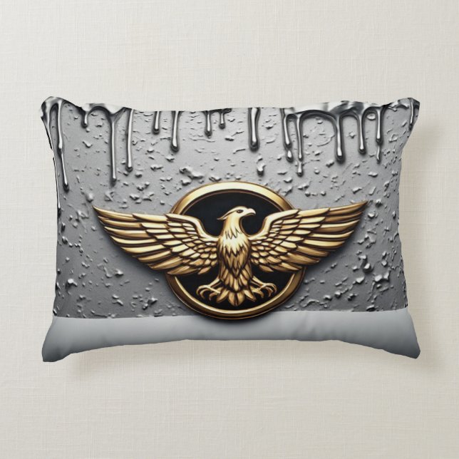 Gold Eagle Emblem With Spread Wings Decorative Cushion (Front)