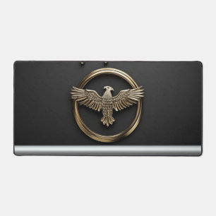 Gold Eagle Emblem With Spread Wings Desk Mat