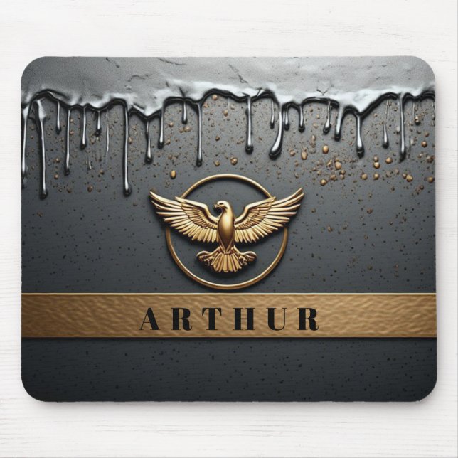 Gold Eagle Emblem With Spread Wings Mouse Pad (Front)