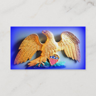 gold eagle on blue business card