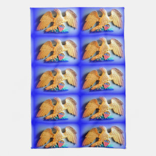 gold eagles blue patriotic kitchen towel