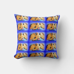 gold eagles on blue pillow