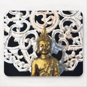 Gold Earth Buddha OM Aum Mantra Ajna Meditation Mouse Pad