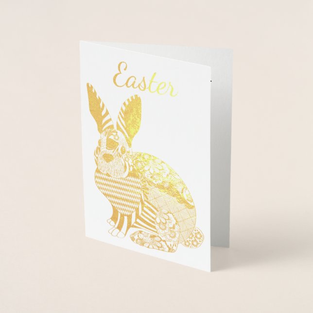 Gold Easter Bunny Card (Front)