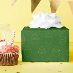 Gold Easter eggs on green Wrapping Paper