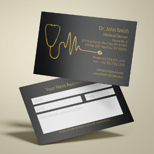 Gold ECG Wave Stethoscope EKG Line Medical Appointment Card