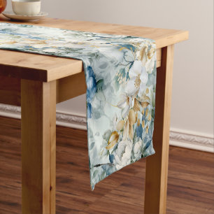 Gold Edged Blossoms Short Table Runner