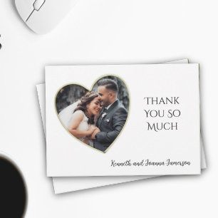Gold Edged Heart Frame Wedding Photo Thank You