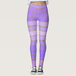 Gold Edged Purple Striped Leggings