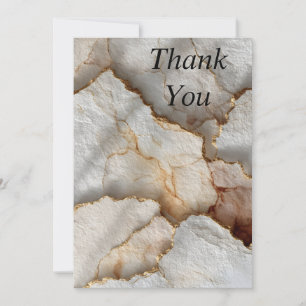 Gold Edged Torn White Marble Paper Thank You Card