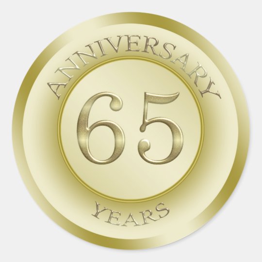 Gold effect 65th Wedding Anniversary Sticker | Zazzle.com.au