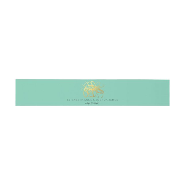 Gold Effect Aqua Belly Band for Wedding Invitation (Flat)