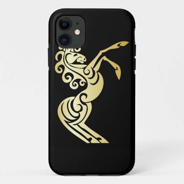 Gold Effect Artistic Horse on Black Case-Mate iPhone Case (Back)