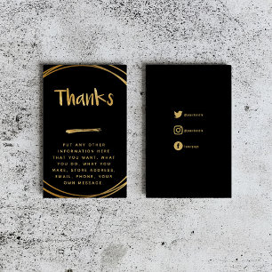 Gold effect, black thank you social links enclosure card