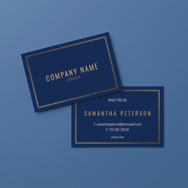 Gold effect border, blue background professional business card (Gold effect border, blue background professional business card.)