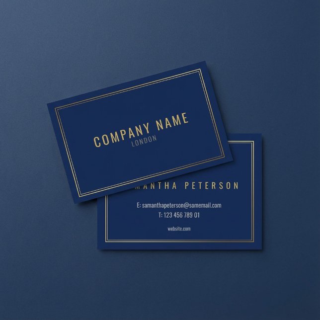 Gold effect border, blue professional business card (Gold effect border, blue professional business card.)