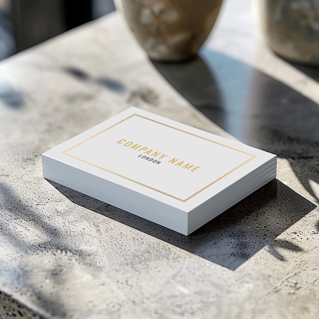 Gold effect border professional business card (Modern business card with luxury gold effect double border and elegant text )