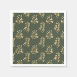 Gold effect fern leaves party napkin