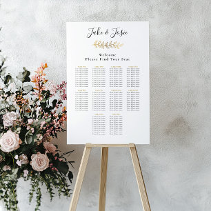 Gold effect leaf Elegant Wedding Seating Chart