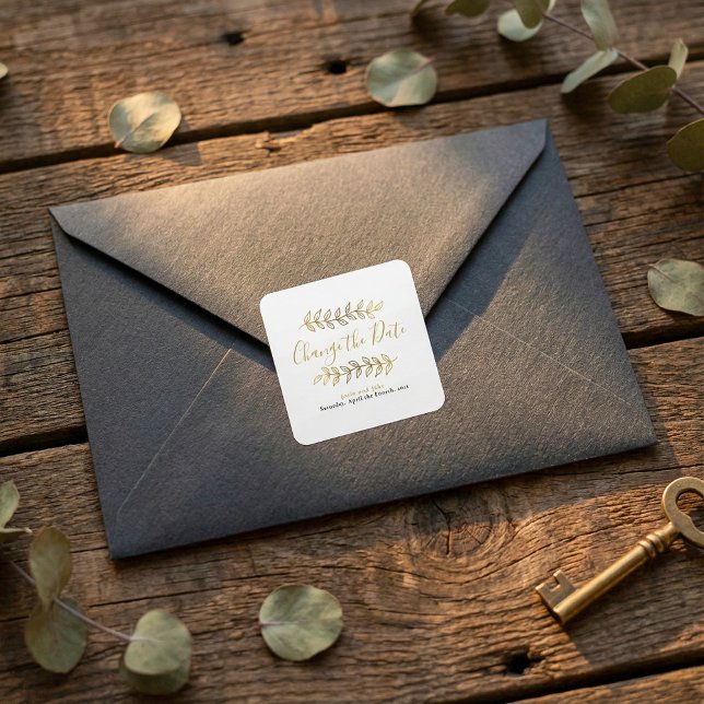 Gold effect leaves and branches change the date square sticker (Gold effect leaves and branches change the date square sticker.)