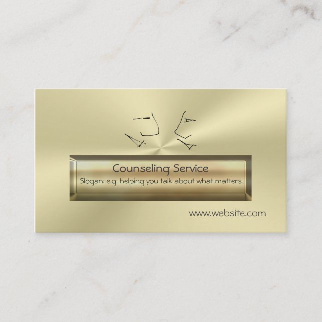 Gold effect luxury Talking Heads, Counsellor Business Card (Front)